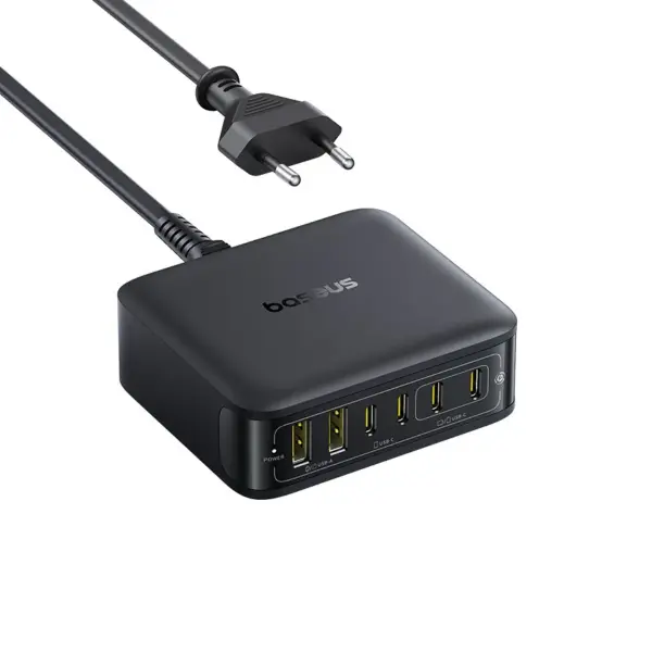 محطة شحن مكتبية بايسوس EnerFill FH21 بـ4 منافذ Type-C ومنفذي USB 120 وات أسود كوني image 0