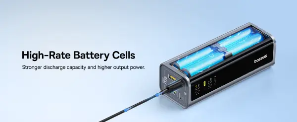 OS-Baseus EnerGeek GP12 Fast Charging Power Bank with Digital Display 20800mAh 145W Space Grey (Includes Type-C to Type-C Cable 1M 100W) image 4