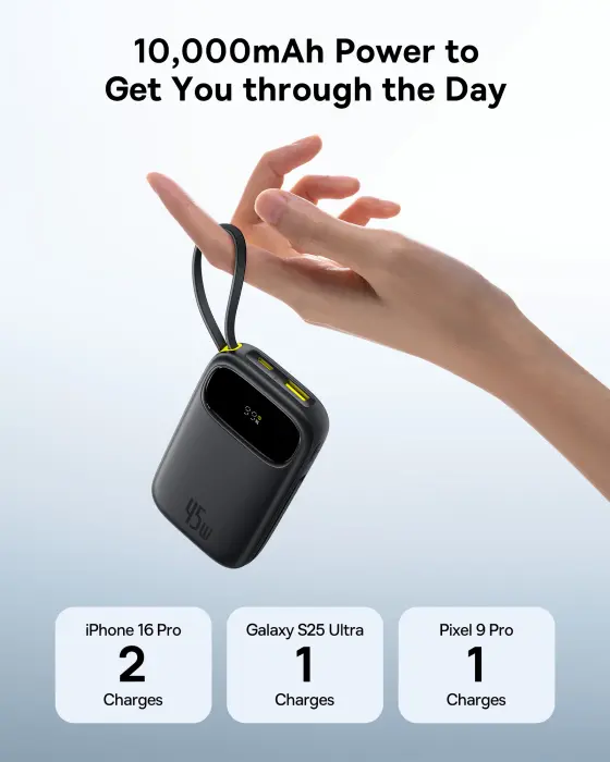 OS-Baseus EnerFill FC31 Digital Display Power Bank  with 2 Built-in USB-C Cables 10000mAh 45W Cosmic Black image 5