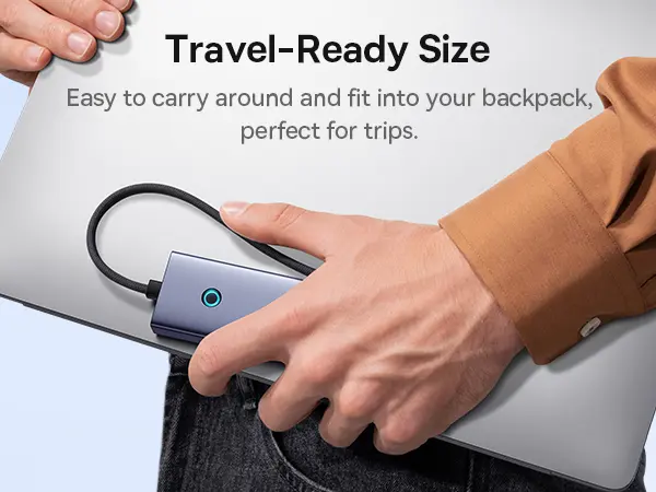 موزع منافذ بيسوس Baseus UltraJoy AIR بـ 4 منافذ USB 3.0 مداخل USB-A و Type-C - لون رمادي (ضمان سنتين) image 5