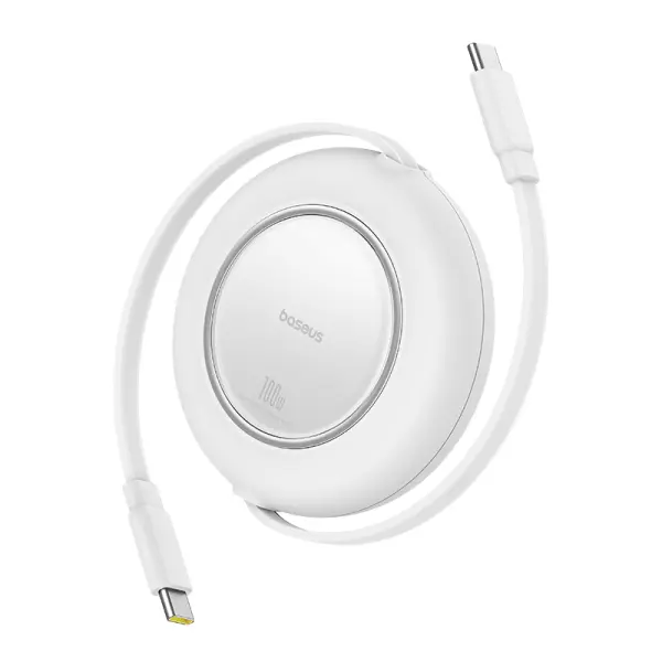 Baseus Free2Pull Mini Retractable Charging Cable USB-C to USB-C 100W 2m Moon White image 0