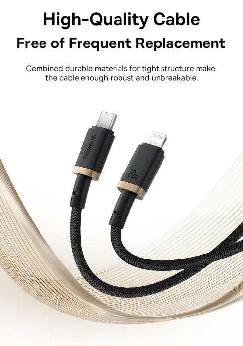 Baseus Dura Series Fast Charging Cable Type-C to iP 20W 1m Gold+Black image 0