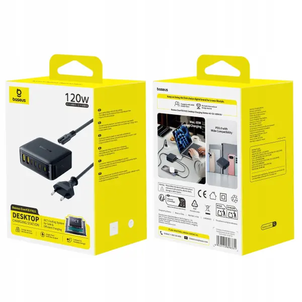 محطة شحن مكتبية بايسوس EnerFill FH21 بـ4 منافذ Type-C ومنفذي USB 120 وات أسود كوني image 3