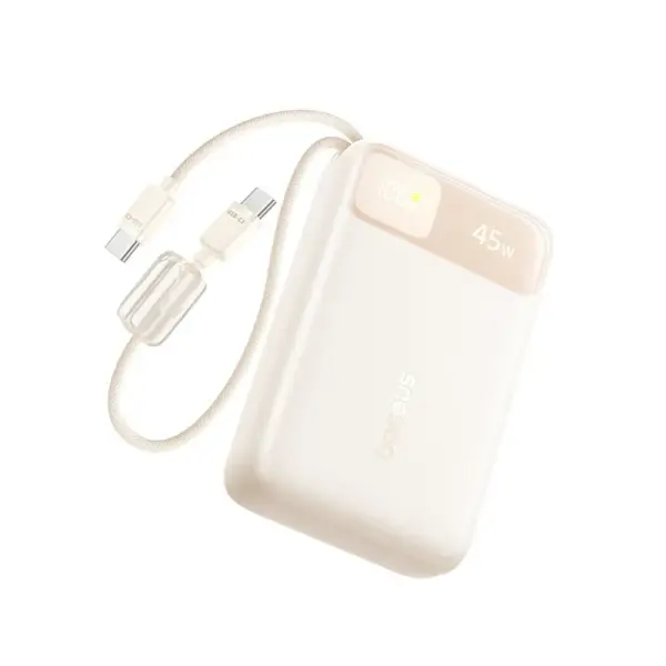باور بنك بيسوس إنرفيل FC11 شاشة رقمية بكابلين USB-C مدمجين 20000mAh بقدرة 45W - بيج image 0