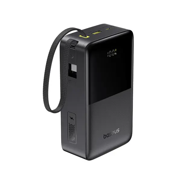  باور بنك بيسوس إنرفيل FC51 بيباو 2 برو شاشة رقمية بكابل مدمج 30000mAh بقدرة 22.5W - أسود كويكبي image 0