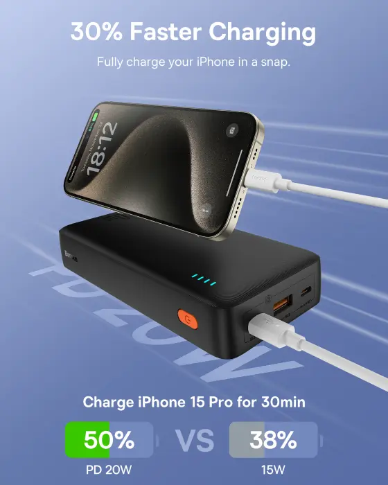 OS-Baseus Airpow Fast Charge Power Bank 20000mAh 20W Cluster Black  Black image 6