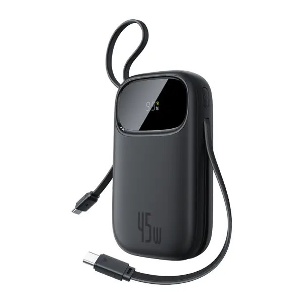 OS-Baseus EnerFill FC31 Digital Display Power Bank  with 2 Built-in USB-C Cables 10000mAh 45W Cosmic Black image 0