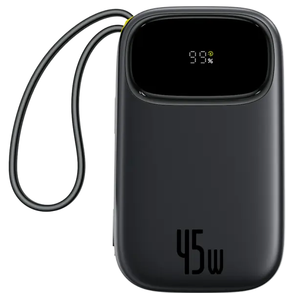 Baseus EnerFill FC31 Digital Display Power Bank  with 2 Built-in USB-C Cables 20000mAh 45W Black image 1