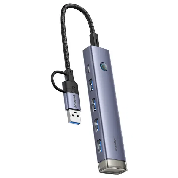 موزع منافذ بيسوس Baseus UltraJoy AIR بـ 4 منافذ USB 3.0 مداخل USB-A و Type-C - لون رمادي (ضمان سنتين) image 1