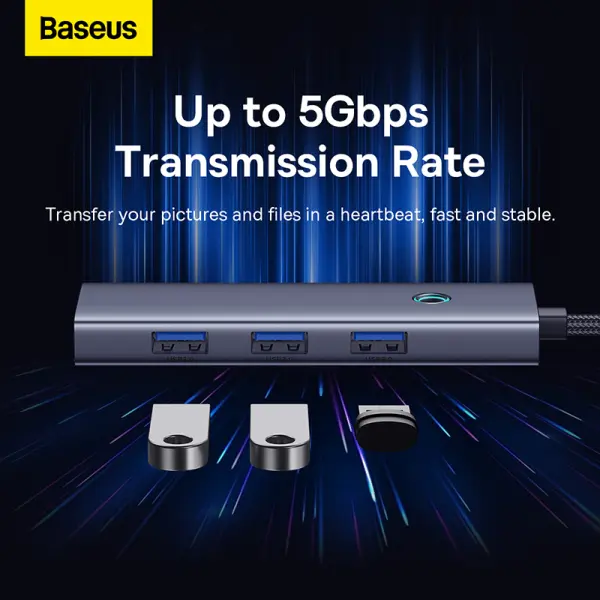 موزع منافذ بيسوس Baseus UltraJoy بـ 5 منافذ من Type-C - لون رمادي (ضمان سنتين) image 6