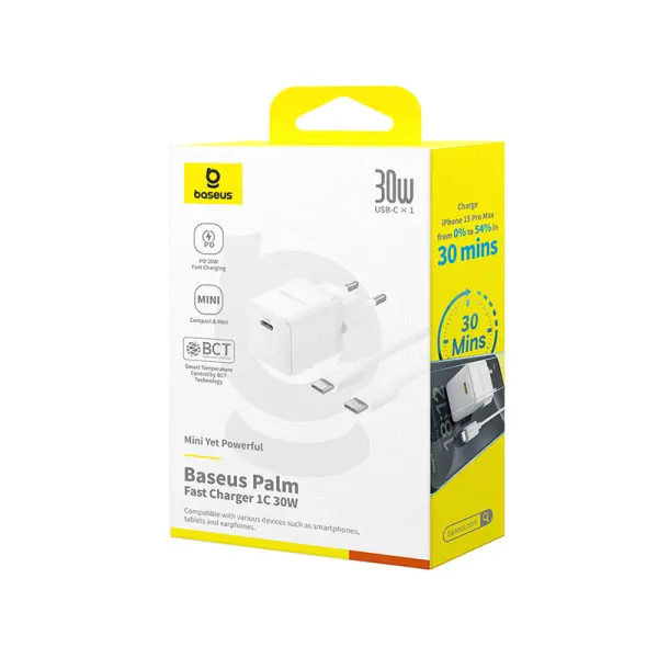 OS-Baseus Palm Fast Charger 1C 30W EU Moon White image 9