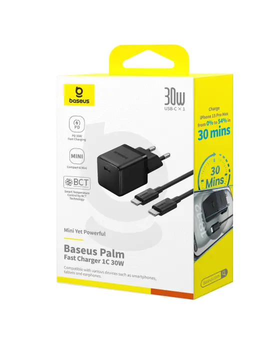 OS-Baseus Palm Fast Charger 1C 30W EU Cluster Black image 9