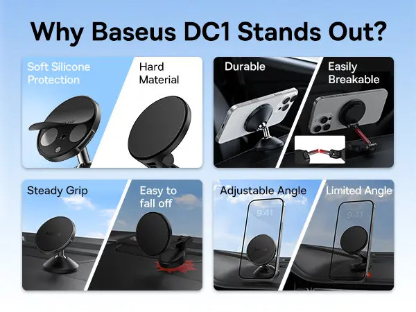 Baseus GoTrip DC1 Small Ears Magnetic Car Mount (Vertical type) Cosmic Black image 8