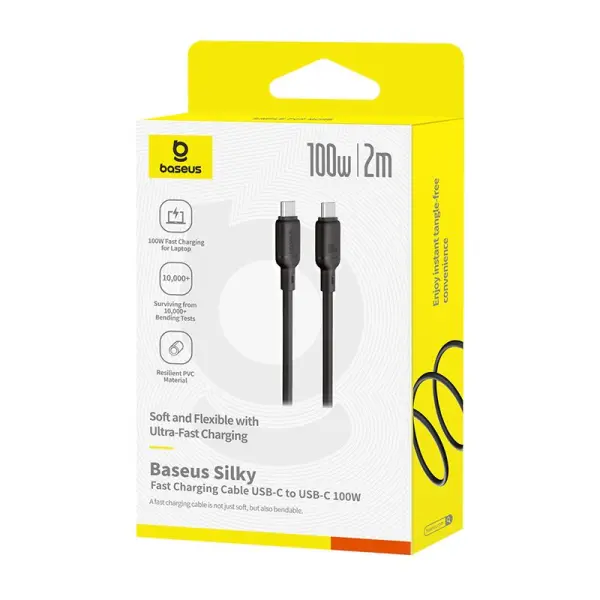 Baseus Silky Series Fast Charging Cable Type-C to Type-C 100W 1m Cluster Black image 4