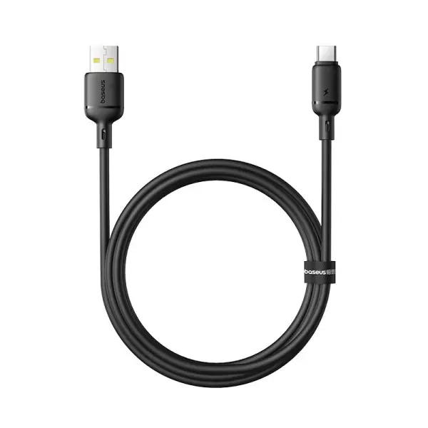 OS-Baseus Silky Fast Charging Data Cable USB-A to USB-C 3A 1m Cluster Black image 0