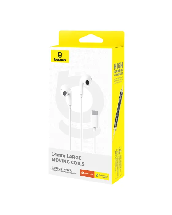 Baseus Encok CZ17 Semi-In-Ear Wired Earphones Moon White image 4