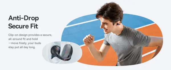 Baseus Bass BC1 Open-Ear True Wireless Earbuds (Clip-on Type) Cluster Black image 7
