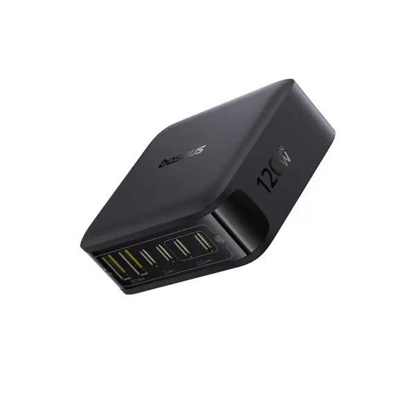 محطة شحن مكتبية بايسوس EnerFill FH21 بـ4 منافذ Type-C ومنفذي USB 120 وات أسود كوني image 1