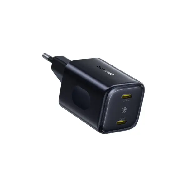 شاحن سريع بيسوس بيكوجو AN13 بقوة 45 واط منفذين Type-C قابس أوروبي - أسود كوني (Baseus PicoGo AN13 Fast Charger 2C 45W EU Cosmic Black) image 0