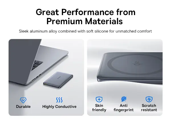 Baseus PicoGo AM41 Ultra-Slim Qi2 Magnetic Power Bank 10000mAh 27W Space Grey (Includes Simple Braided USB-C to USB-C Cable 30cm Black) image 4