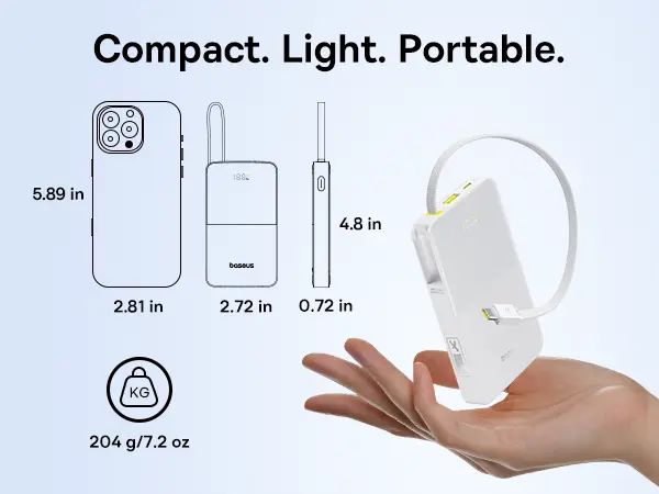 OS-Baseus EnerFill FC51 Bipow2 Pro Digital Display Power Bank  with Moon White image 5