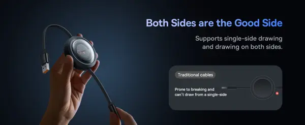 Baseus Free2Draw Retractable Crystal Fast Charging Data Cable USB to M+L+C 100W 1.1m Cluster Black image 4