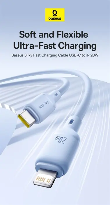 Baseus Silky Series Fast Charging Cable Type-C to iP 20W 1m Moon White image 5