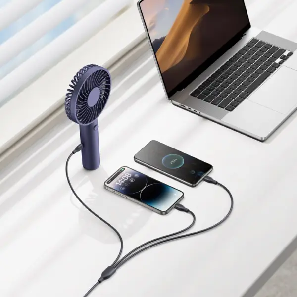 Baseus Ultra-Fast One-for-Three Fast Charging Cable USB-A to M+L+C 3.5A 1.3m Cosmic Black image 2