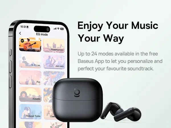 سماعة بلوتوث لاسلكية بيسوس Baseus Bass BP1 NC عازل ضوضاء وبلوتوث 6.0 - لون أسود (ضمان سنتين) image 5