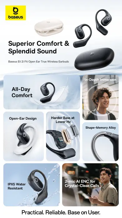 Eli 2i Fit Open-Ear TWS Earbuds Black image 6