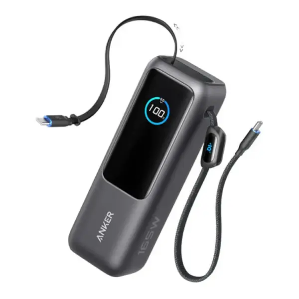 باور بنك أنكر زولو 25000mAh بقدرة 165W وكابلات Type-C مدمجة - أسود image 3