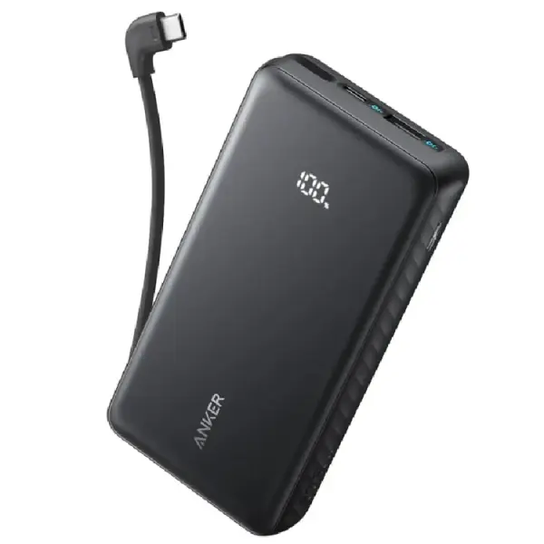 باور بنك أنكر زولو 20000mAh بقدرة 22.5W مع كابل Type-C مدمج - أسود image 0