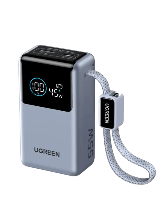 باور بنك يوجرين 10000 مللي أمبير 55 واط بكابل USB-C مدمج P727 - أزرق image 0