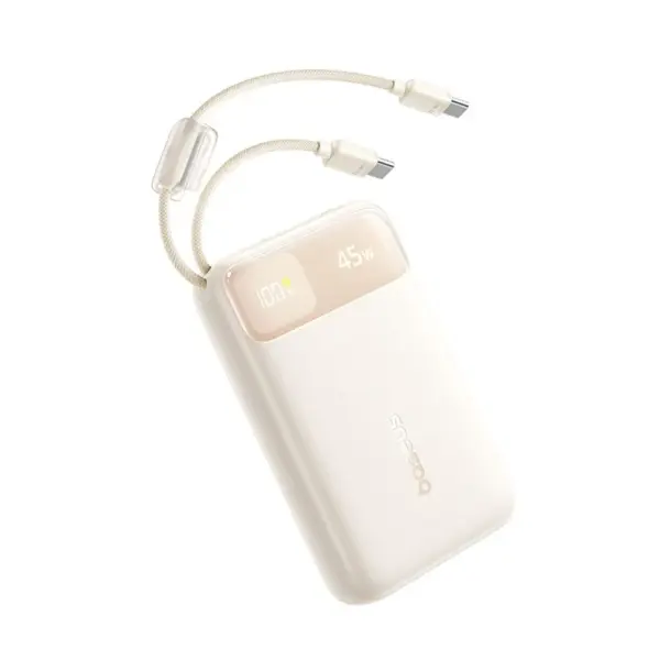 باور بنك بيسوس إنرفيل FC11 شاشة رقمية بكابلين USB-C مدمجين 20000mAh بقدرة 45W - بيج image 1