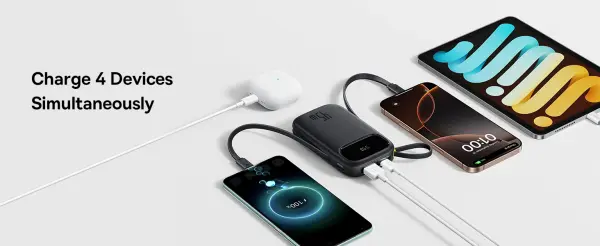 Baseus EnerFill FC31 Digital Display Power Bank  with 2 Built-in USB-C Cables 20000mAh 45W Black image 3