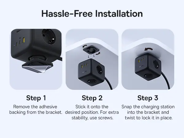 OS-Baseus EnerFill FA11 Cube Power Strip 3AC+1U+1C 67W 1.5m EU Cosmic Black image 5
