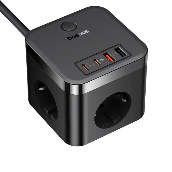 OS-Baseus PowerCombo Cube Power Strip 3AC+2U+2C 30W 1.5m EU Cluster Black image 2