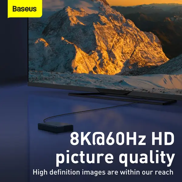 كابل اتش دي ام اي بيسوس Baseus High Definition يدعم دقة 8K بطول 3 متر - لون أسود image 5