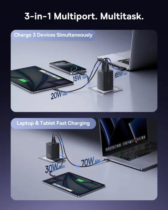 OS-Baseus EnerFill FE11 Fast Charger 2C+U 100W EU Cosmic Black image 3