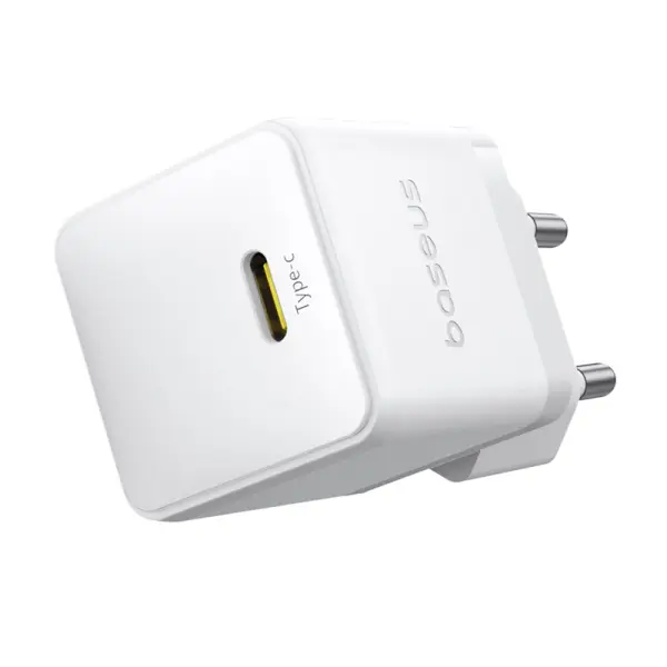 Baseus Palm Fast Charger 1C 20W EU Moon White  (with Baseus Mini White Cable USB-C to USB-C 60W (20V/3A) 1m Moon White) image 2