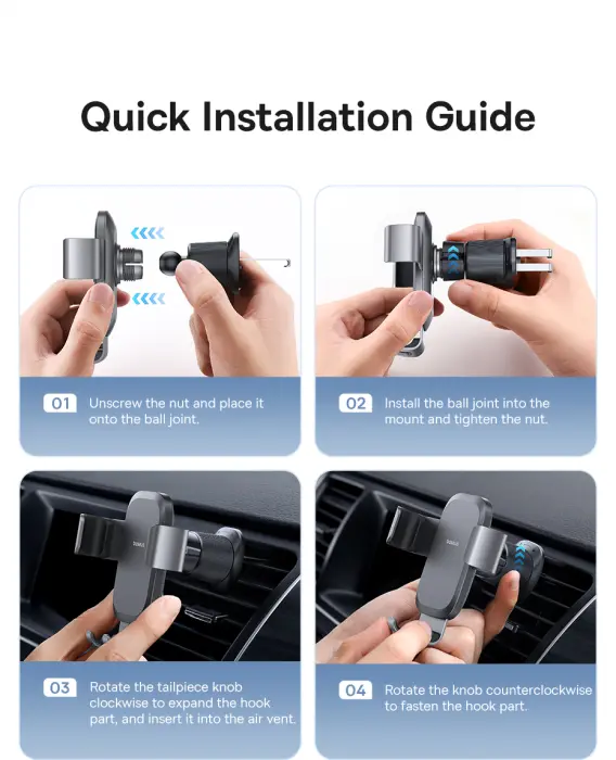Baseus Metal Age Go Gravity Car Mount Air Outlet Version Cosmic Black image 11