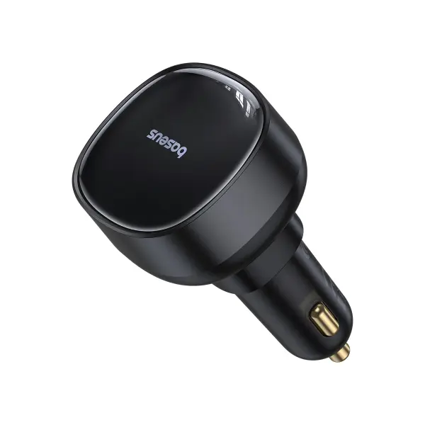 Baseus Enjoyment Pro Car Charger C+Retractable Type-C Cable 60W Cluster Black image 2