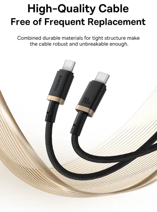 Baseus Dura Series Fast Charging Cable Type-C to Type-C 100W 1m Gold+Black image 1