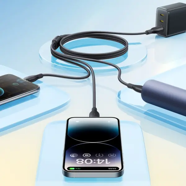 Baseus Ultra-Fast One-for-Three Fast Charging Cable USB-A to M+L+C 3.5A 1.3m Cosmic Black image 1