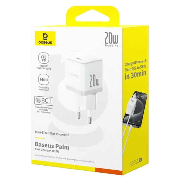 Baseus Palm Fast Charger 1C 20W EU Moon White image 6