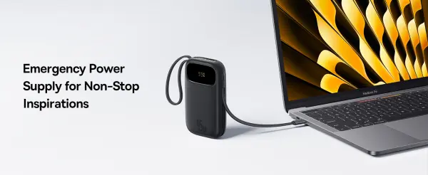 OS-Baseus EnerFill FC31 Digital Display Power Bank  with 2 Built-in USB-C Cables 10000mAh 45W Cosmic Black image 6