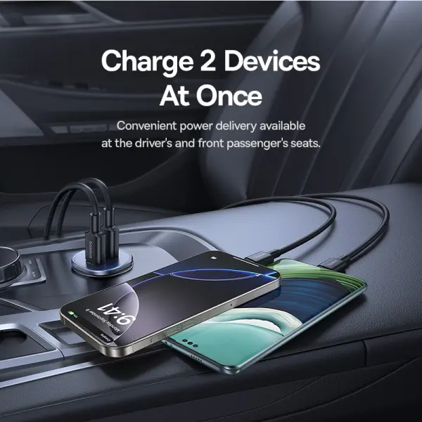 OS-Baseus GoTrip DP1 Car Charger C+U 30W Cosmic Black image 2