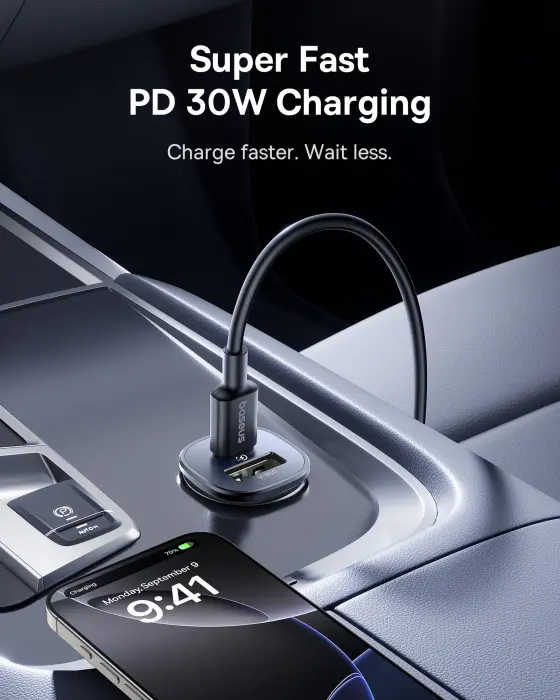 OS-Baseus GoTrip DP1 Car Charger C+U 30W Cosmic Black image 5