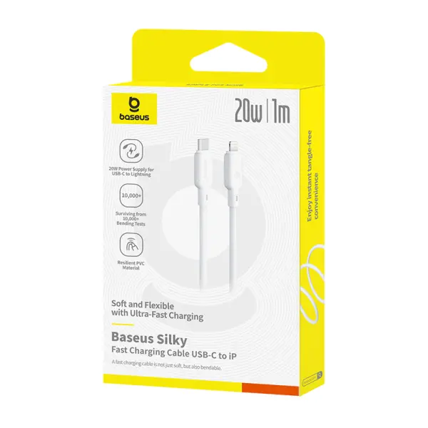 Baseus Silky Series Fast Charging Cable Type-C to iP 20W 1m Moon White image 7