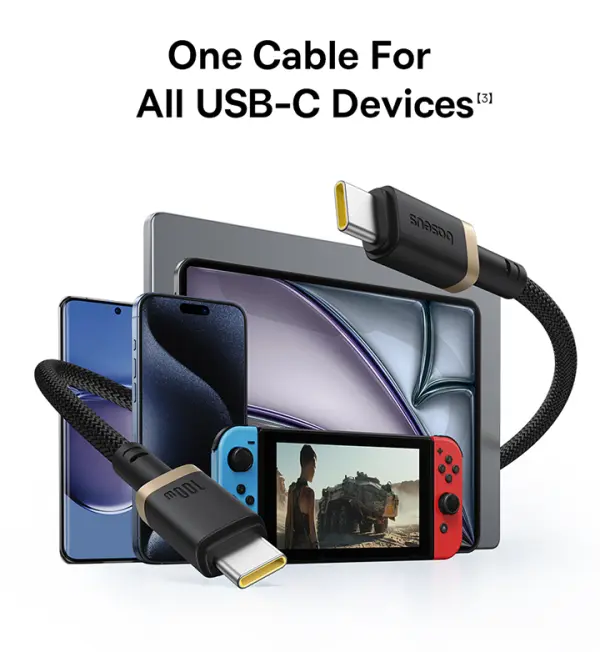 Baseus Dura Series Fast Charging Cable Type-C to Type-C 100W 1m Gold+Black image 4